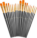 Soucolor Acrylic Paint Brushes Set, 40Pcs Round Pointed Tip Artist Paintbrushes for Acrylic Oil Watercolor Canvas Boards Rock Body Face Nail Art, Halloween Pumpkin Ceramic Crafts Supplies, Black