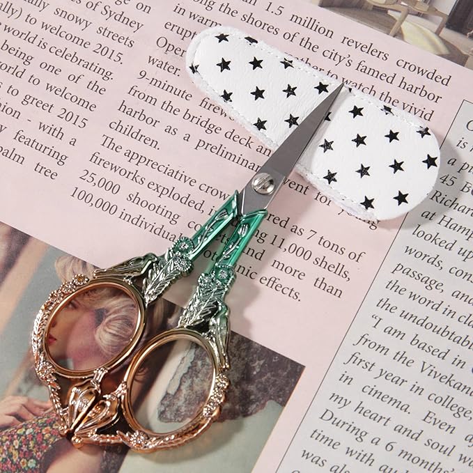 Small Embroidery Scissors with Cover -Cute and Comfortable handles with Sturdy and Sharp Tips for Precise Cutting, Perfect Size for Keeping in Your Sewing and Craft Supplies Kit