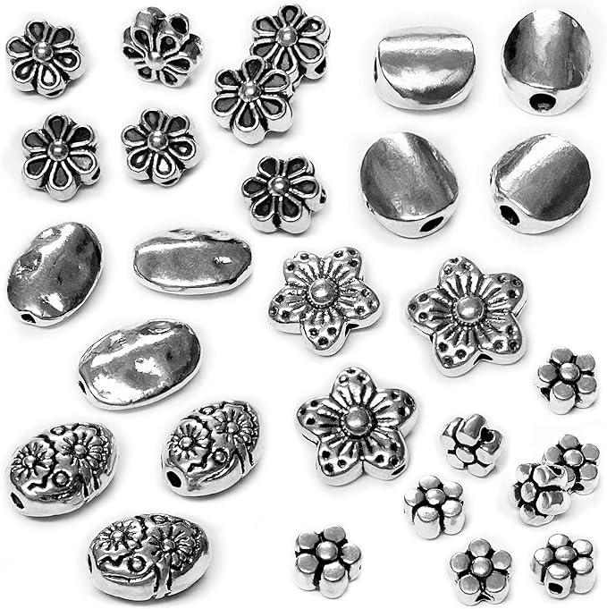 Tibetan Silver Spacer Beads - 240pcs Set for Adults' Jewelry Making - Flat, Small Seed Beads for Necklaces, Earrings & Bracelets