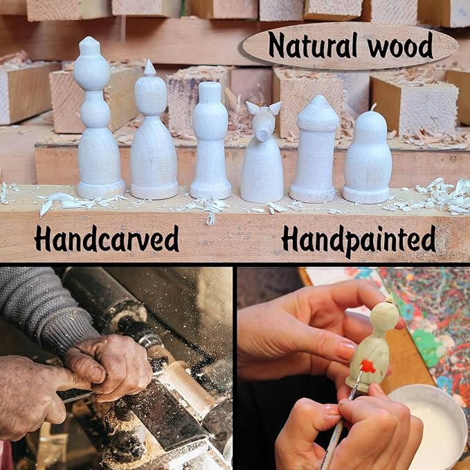 Wooden Peg Dolls Unfinished Paintable Figurines 10 pcs 2.8'' - Unfinished Wood Crafts to Make Your Own Key Holder, Fridge Magnets, Peg People Dollhouse Family