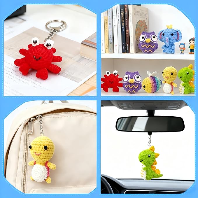 BLZEDIM 6Pcs Crochet Kit for Beginners, 2026 DIY Crochet Animal Kits with Step-by-Step Video Tutorials Beginner Knitting Kit for Adults DIY Stuffed Animals Craft Gift for Starter (Turtle)