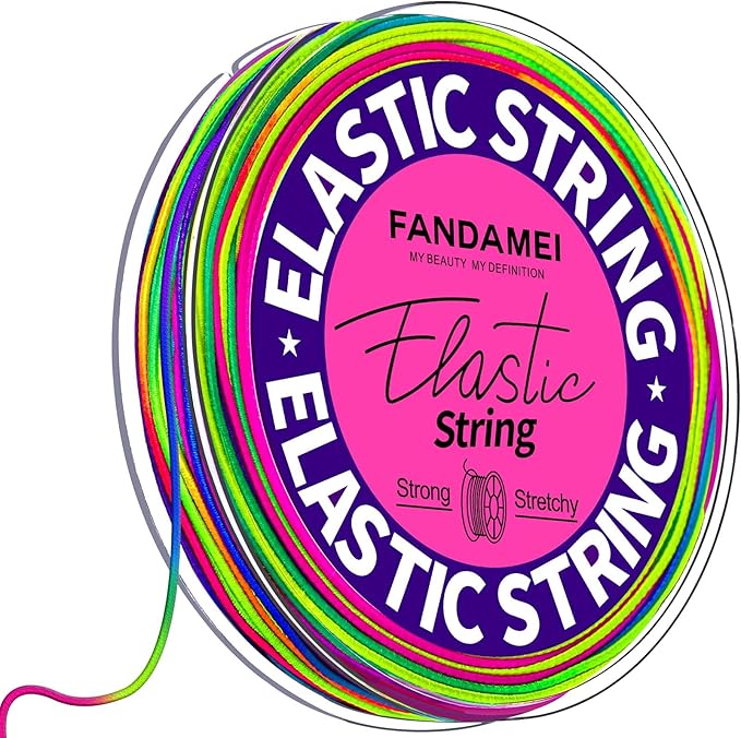 FANDAMEI 1mm Elastic String for Bracelets, Elastic Bracelets Beading Cord Stretchy Rainbow, Stretch Bead Cord for Jewelry Making, Sturdy Thread for Bracelet Necklace Crafts Christmas DIY Colorful
