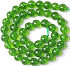 8MM Green Peridot Crystal Quartz Beads Natural Gemstone Beads Round Loose Beads for Jewelry and Bracelets Making 90pcs 2 Strands 32"