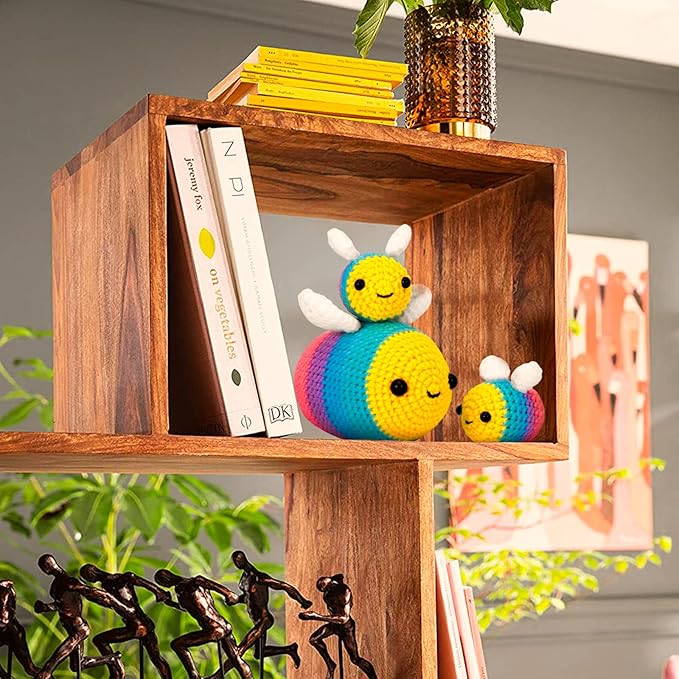 Crochetta Crochet Kit for Beginners, Beginner Crochet Starter Kit with Step-by-Step Video Tutorials, Beginner Crochet Kit for Adults, Knitting Kit for Beginners, 3 Bee Family(40%+ Yarn Content)