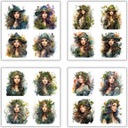 XERE 80 Pcs Mythic Enchantress Women Portraits Scrapbook Stickers Set for Scrapbooking and Journaling Notebooks, Junk Journal Supplies, Sketchbook, Bookmark Making Sticker