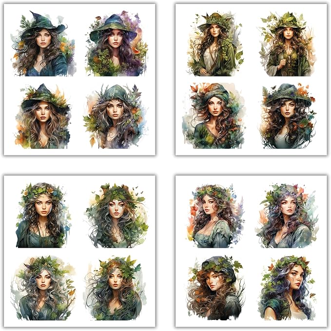 XERE 80 Pcs Mythic Enchantress Women Portraits Scrapbook Stickers Set for Scrapbooking and Journaling Notebooks, Junk Journal Supplies, Sketchbook, Bookmark Making Sticker