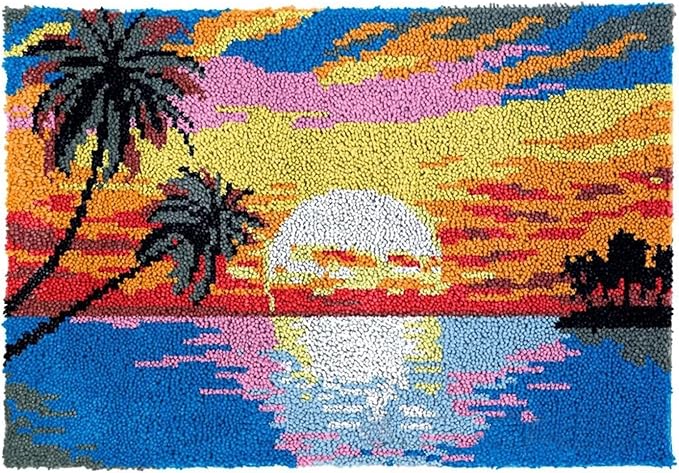 YAKOLECI Latch Hook Kits for Adults, Color Printed DIY Carpet Crafts Arts for Home Decoration Festival Gift 31''X19'' (Sunrise)