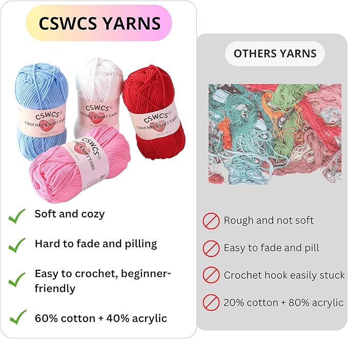 CSWCS Crochet Kit for Beginners - Easy Starter Crochet Kit for Adults, Amigurumi Craft Gifts with Yarn, Hook & Video Tutorial, Knitting & Crochet Supplies (Animal)