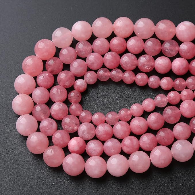 36pcs 10mm Natural Rose Pink Chalcedony Stone Round Loose Beads for Jewelry Making DIY Bracelets Necklaces Crystal Energy Healing Stone Beads 15" (10mm, Rose Pink Chalcedony)