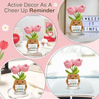 Gossby Handmade Positive Tulip Flower Crochet - Thank You for Helping Me Grow - Teacher Appreciation Gift - Thank You, Birthday, Graduation, Last Day of School Gift for Teacher from Student