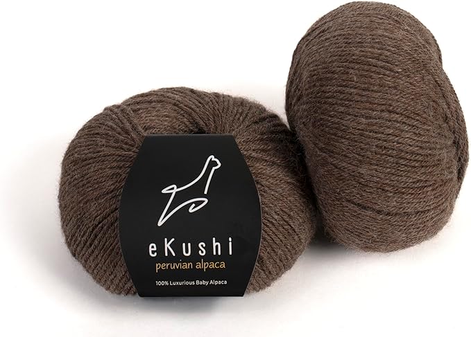 100% Baby Alpaca Yarn for Knitting & Crocheting - Set of 2 Skeins of Premium Yarn DK - Lightweight, Hypoallergenic & Thermal Peru Made - Ideal for Delicate Projects (N021 - Chestnut Brown)
