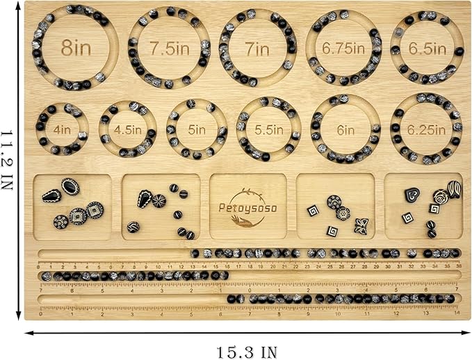 Petoysoso Bead Boards for Jewelry Making, Thicken Bamboo Beading Board for Jewelry Bracelet Making, Bracelet Bead Board, Bracelet Bead Board for Bracelet, Jewelry Making Supplies 15.3x 11.2x0.5 Inches