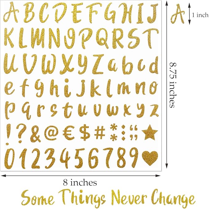 810 Pieces 10 Sheets Self-Adhesive Glitter Gold Letter Stickers, Alphabet Number Stickers, Decals for Sign, Mailbox, Notebook, Window, Classroom Decor, Door, Business, Address Number (1 Inch)