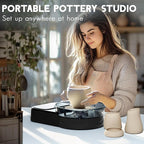 Pottery Wheel for Adults - Complete Pottery Tools Kit for Beginners, 6" Turntable Two-Way Rotation Adjustable Speed, 2.2 lbs. Air Dry Clay, Mini Clay Making Pottery Wheel with Storage Design (Black)