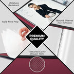 Dunwell Art Portfolio 8.5x11 Folder (Ruby), Black Mounting Paper, Portfolio Binder for Artwork, 8.5 x 11 Art Folder, 24 Pockets Display 48 Pages, Acid-Free Poly Presentation Book