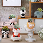 6 Sets Paint Your Own Animal Shaped Succulent Planter Spring Mini Unpainted Flower Pots Cartoon DIY Paintable Kit for Kids Classroom Craft Project Activity Birthday Gift