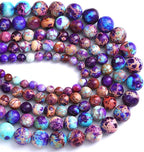 10MM 36PCS Natural Stone Galaxy Purple Sea Sediment Imperial Jasper Loose Beads for Jewelry Making DIY Bracelet Necklace