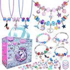 AIPRIDY 208 Pieces Charm Bracelet Making Kit,Unicorn Mermaid Crafts Gifts Set Can Inspires Imagination and Creativity,Jewelry Making Kit Perfect Gifts for Girls 5-12 Years Old (Pink+Aqua Unicorn)