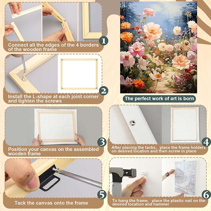 DoubleFill 2 Pack 16x20 Inch DIY Canvas Stretcher Bars Canvas Frame Wood Frames Kit Easy to Assemble for Prints, Posters, Oil Painting, Painting, Embroidery Stitch and Needlepoint Arts