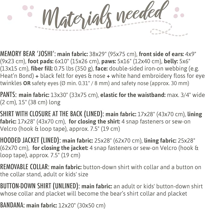 kullaloo Memory Bear Sewing Pattern – Stuffed Teddy Bear Plush Toy with Removable Collar, Shirt & Jacket | Memorial Bear Template with QR Video Tutorials, PES & SVG Files | Designed in Canada