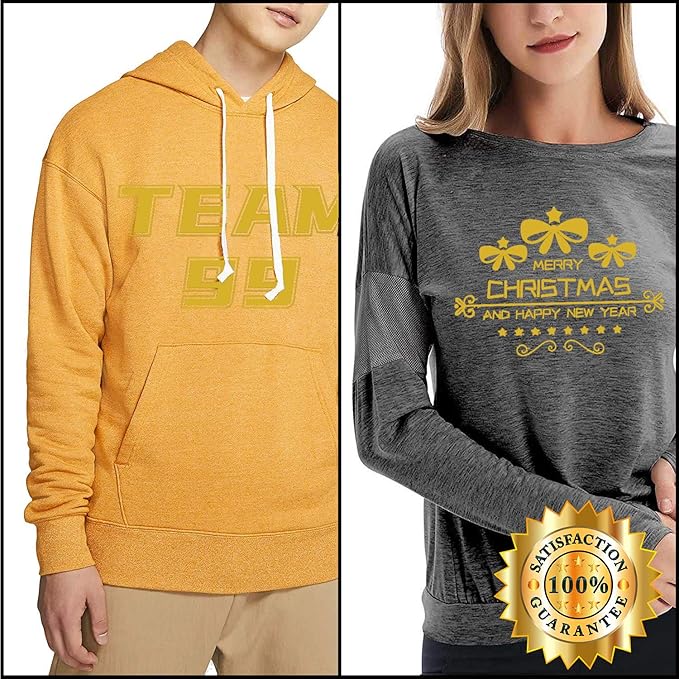 HTV Golden Heat Transfer Vinyl Rolls 12 Inch by 8feet Roll Iron on DIY for T-Shirt Easy to Cut & Weed for Heat Vinyl Design Glossy (8Ft, Golden)