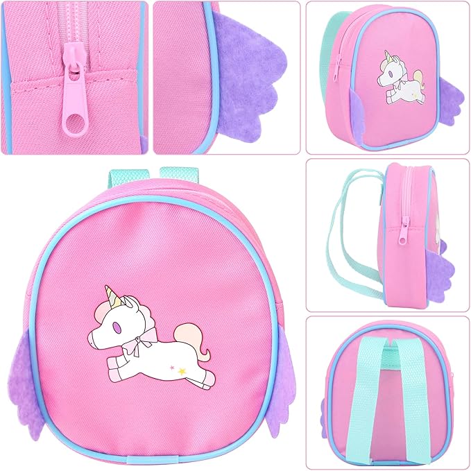 UNICORN ELEMENT 23 Pcs 18 Inch Girl Doll Accessories Suitcase Travel Set Including Clothes Suitcase Backpack Camera Tablet Cell Phone Neck Pillow Sunglasses and Other Travel Set