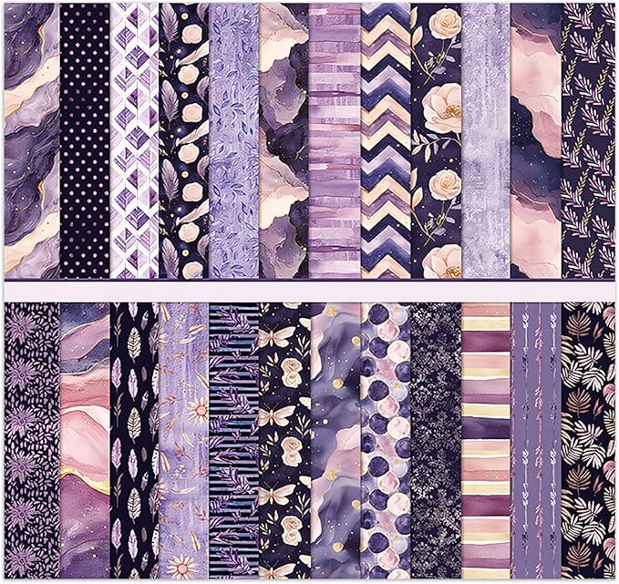 Scrapbook Paper 12x12, Double-Sided Suede Textured Decorative Craft Paper Set for Greeting Cards, Photo Album Decoration, 24 Sheets/24 Designs