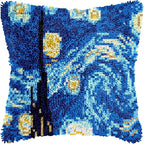 Puzamen Latch Hook Kits Pillow for Kids Adults Beginner Christmas Hat Crochet Yarn Cushion Colour Pre-Printed Canvas Rug Needlework DIY Pillowcase Hook and Latch Kit Home Arts Crafts Sofa Decoration