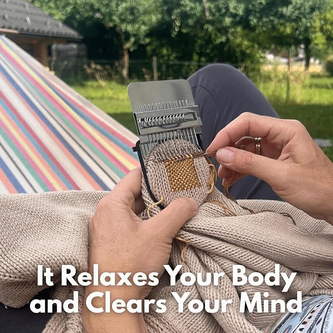 Patchmaker 2.0 Kit, Knitting Kit for Beginners, Portable Patch Darning Kit, Patchwork Weaving Tool Set for Quickly Sewing Repair, Sewing (10 Hooks)