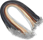 Tudomro 100 Pieces 20 Inch Waxed Leather Necklace Cord Bulk with Clasp Colorful Necklace Bracelet Chains String Rope Cord for Jewelry Making Pendants Charms(Basic Color)