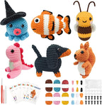 Leozzef DIY Crochet Kit for Beginners, 6 Cute Animal Crocheting Kits with Yarn, Hooks & Step by Step Videos, 2026 Easy DIY Craft for Adults & Kids, Handmade Plush Craft Gift for Crochet Lovers