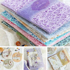 156 Sheets Textured Paper and Mesh Fabric Kit，6 Pack Scrap Book Paper with 5 Buttons for Scrapbook Embellishments,Mixed