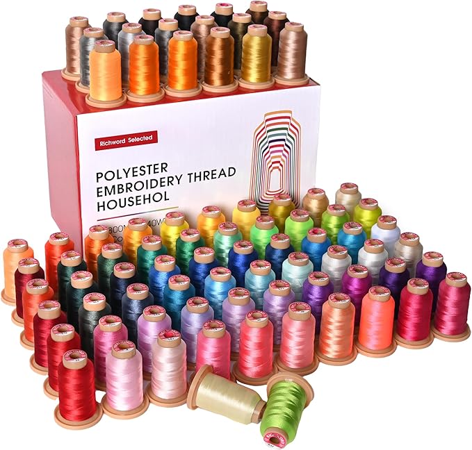 Richword Selected 800M 80 Colors Embroidery Thread,40WT(108D/2) Polyester Embroidery Machine Thread Set for Embroidery Machines and Sewing Machines