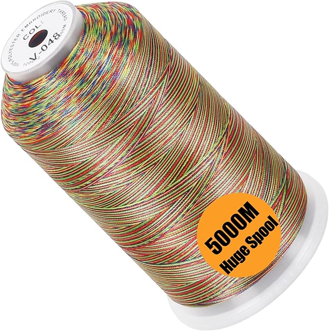 New brothread - Single Huge Spool 5000M Each Polyester Embroidery Machine Thread 40WT for Commercial and Domestic Machines - Variegated Color