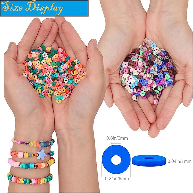 XJRLUK Clay Beads Bracelet Making Kit, 6 Boxes 20000+ PCS 144 Colors Polymer Flat HEISHI Beads Kit for Jewelry Making, Crafts Gift for Christmas Party Gift Craft kit