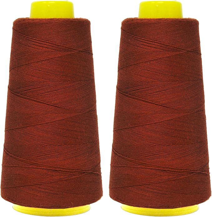 Mandala Crafts Brown Thread Cones for Machine and Hand Quilting - 2400 Yds 50 WT Multiple Purpose Mercerized 100% Cotton Threads for Sewing Machine Serger Embroidery