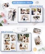 Popotop Photo Album Self Adhesive Scrapbook Album for 4x6 5x7 8x10 Pictures DIY Photo Book as Scrapbooking Supplies Kits, Birthday Gifts for Women Mom Wedding Baby Family Travel