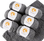 6 Balls Merino Wool Yarn, 12-Ply Luxurious and Soft Yarn for Hand Knitting & Crocheting, 1.76 OZ/50g, 120 yds/110 Meters(Dark Gray,6Balls)