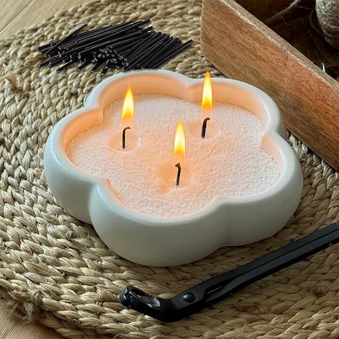 2" Black Cotton Candle Wicks 500-Pack – Metal-Free & Lead-Free for Pearled Candles Sand Wax Extra Refill, DIY Candle Making