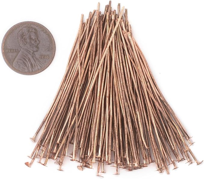 The Bead Chest Copper 21 Gauge 2 Inch Head Pins (Approx 100 Pieces)