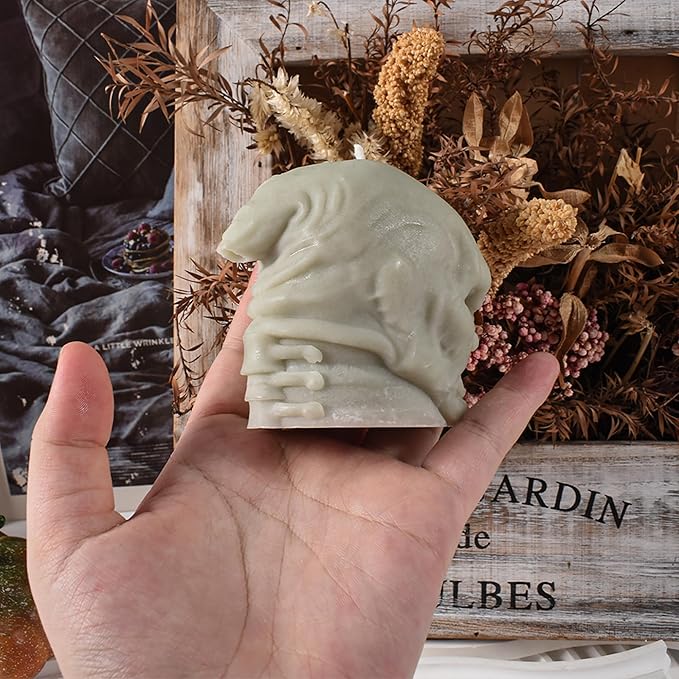 Skull Head Candle Mold - Resin Casting Silicone Molds for Home Decor & Candle Making Wave Spiral Mold