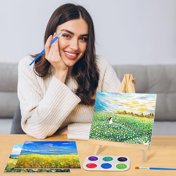 24 Pack Canvas Boards for Painting, 8x10 Inch Painting Canvas Panels, White Blank Canvases Panels, Blank Canvases for Oil Paint Watercolor Acrylic Paint Gouache and Tempera