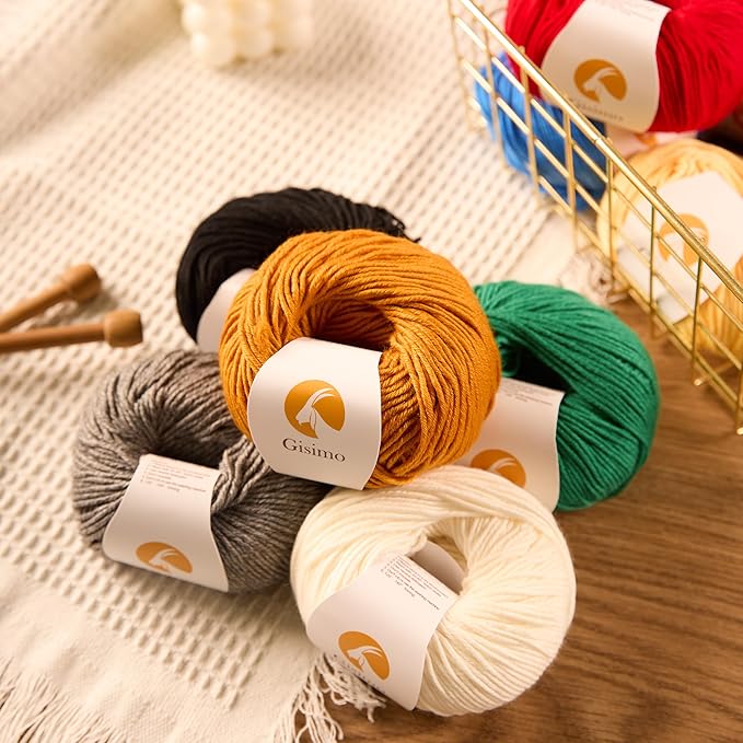 2 Balls Merino Wool Yarn, 12-Ply Luxurious and Soft Yarn for Hand Knitting & Crocheting, 1.76 OZ/50g, 120 yds/110 Meters(Green,2Balls)