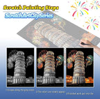 Rainbow Scratch Painting Art Kit - Scratch Art Painting for Adults and Teens, DIY Craft Kit with 4 Tools and 8 Sheets of Paper, Ancient Cities Series Creative Gifts 16''x11''(European)