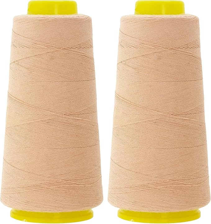 Mandala Crafts Tan Thread Cones for Machine and Hand Quilting - 2400 Yds 50 WT Multiple Purpose Mercerized 100% Cotton Threads for Sewing Machine Serger Embroidery