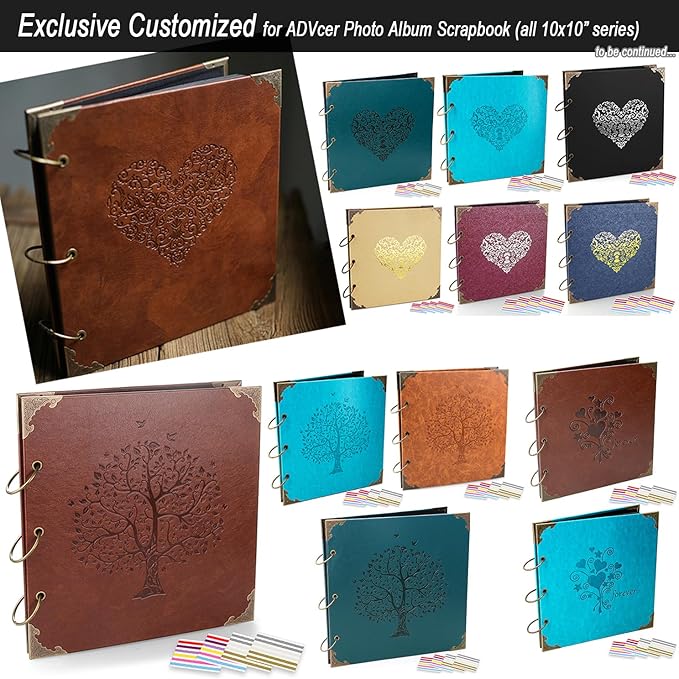 10 Sheets Double Sided 9.84 x 10.24 inch Refill Pages - Acid Free Additional Thick Craft Paper Cardboard for All Series ADVcer 10x10 Three-Ring Loose-Leaf Binder Photo Album Scrapbook (Black)