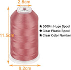 New brothread - Single Huge Spool 5000M Each Polyester Embroidery Machine Thread 40WT for Commercial and Domestic Machines - Salmon Pink (Janome Color)