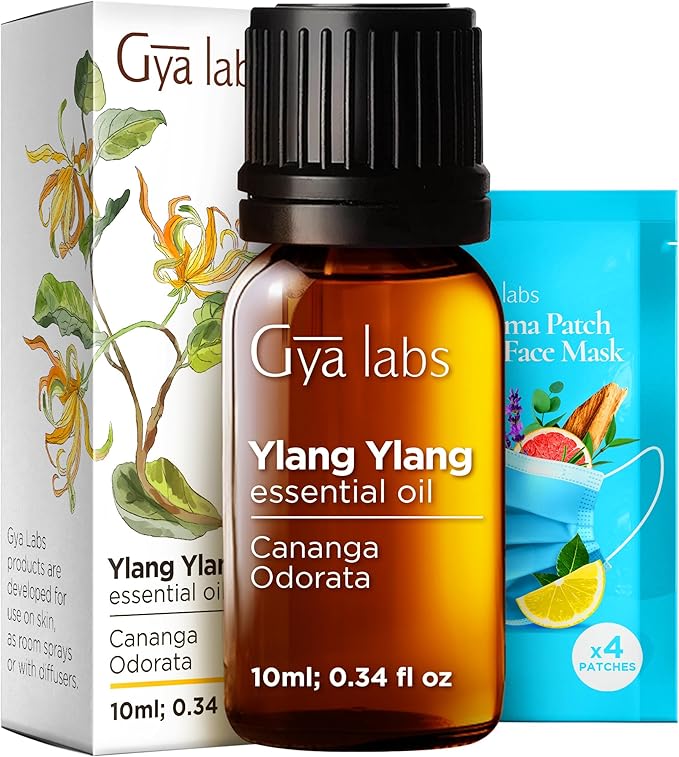 Gya Labs Ylang-Ylang Essential Oil - 0.34 Fl Oz - for Hair, Skin, Diffuser, Aromatherapy & DIY Candle Making Scent