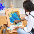 WOWOSS Tabletop Art Easel Box Set, 40PCS Painting Kit for Adult Artists & Beginners, Easel Stand with 24 Acrylic Paints, 3 Canvas Panels, Brushes, for Indoor & Outdoor Use, Painting & Sketching