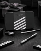 0.5mm Mechanical Pencil with Metal Gift Case, 1PCs Metal Mechanical Pencil with 120PCS HB Lead Refills,4B Erasers and 9PCS Eraser Refills, for Writing Drafting Drawing and Sketching(Silver)